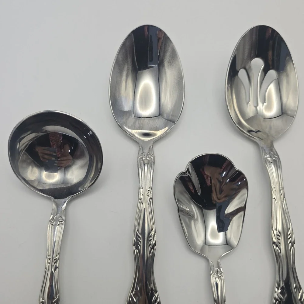 Reed & Barton Victoria Stainless Flatware Serving Pieces Ladle Butter Knife‎ Set